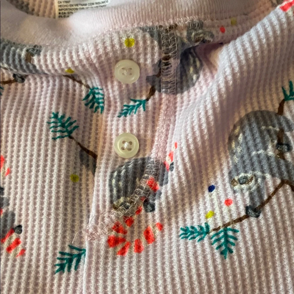 Old Navy Pink Thermal Leggings/pajama pants with sloth & Floral Print